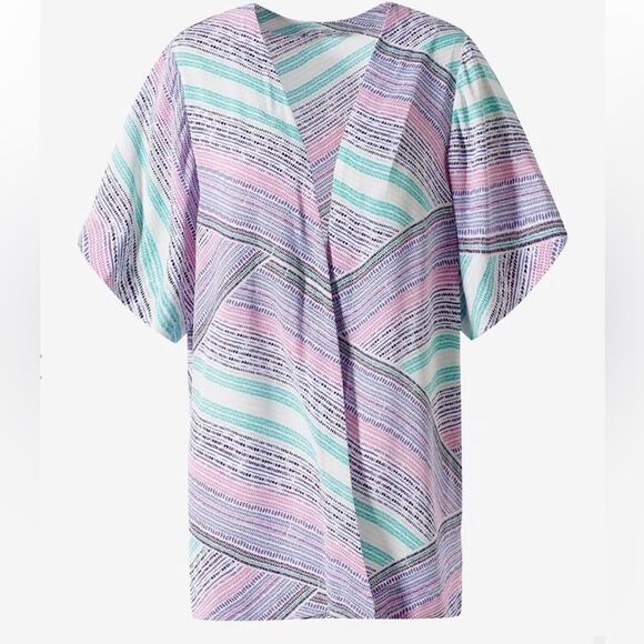 Chico's Rainbow Dots Easy Kimono Jacket Cover Cardigan Multi Color Size 2 = L - Picture 2 of 16